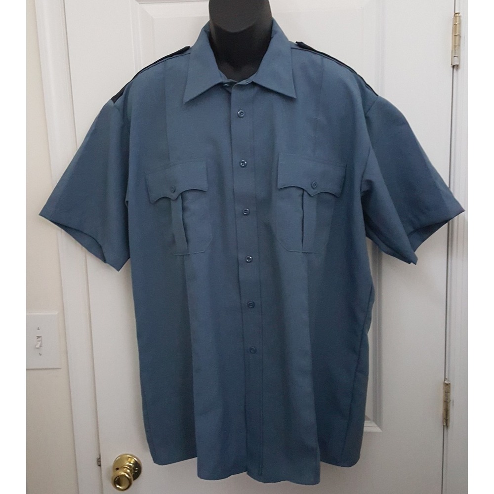 Elbeco TexTrop Coolest Comfort Mens Blue Short Sleeve Uniform Shirt Security 3XL